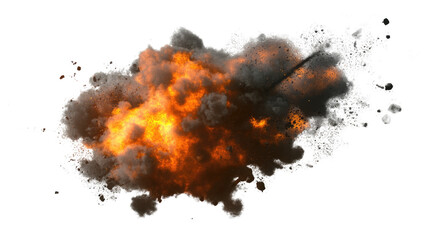 Fiery Explosion: A dramatic close-up of a fiery explosion, with intense orange and yellow flames engulfing dark smoke and debris. Perfect for action scenes or disaster movies.