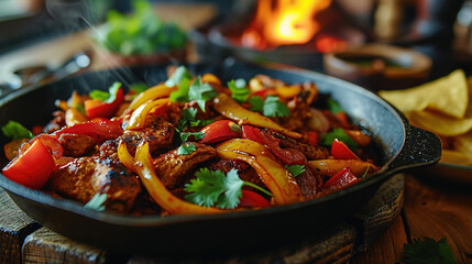 meat curry in pan served on wooden table 