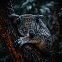 Obraz premium Koala sleeping on his tree