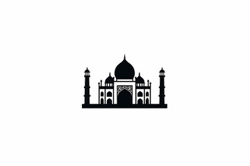 Obraz premium Mosque Illustration Black Silhouette