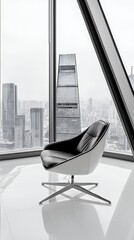 Modern Chair with Cityscape View