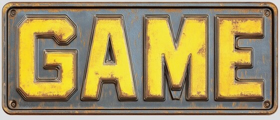 Obraz premium Retro 3D Metal Sign with 'GAME' in Pixel Font and Vintage Charm