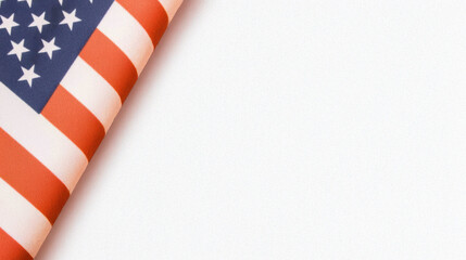 Obraz premium A folded American flag displays its red, white, and blue colors, symbolizing patriotism and national pride against a clean white background.