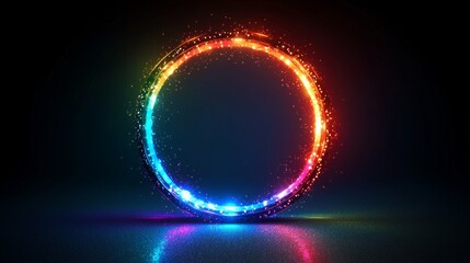 Glowing Rainbow Circle Light Abstract Design