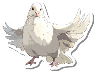 Fototapeta premium A White Dove Poses With Wings Spread Wide