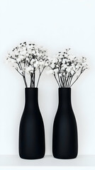 Black Vase with White Flowers Illustration