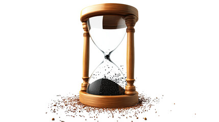 Time's Sands Slipping: A vintage hourglass, its grains of sand cascading downwards, evokes a sense of urgency and fleeting time, its wooden frame worn with age.  