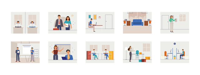 Office set illustration. Flat vector illustrations.