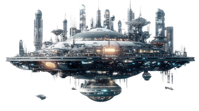 Floating Metropolis: A futuristic cityscape suspended in mid-air, showcasing towering skyscrapers, intricate structures, and advanced technology, evoking a sense of wonder and possibility. 