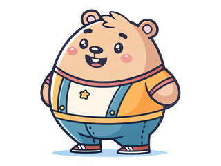cartoon, animal, bear, illustration, vector, pig, funny, character, baby, pink, smile, fun, toy, drawing, boy, cute, isolated, hat, mammal, teddy bear, fat, brown, wild, child, doctor