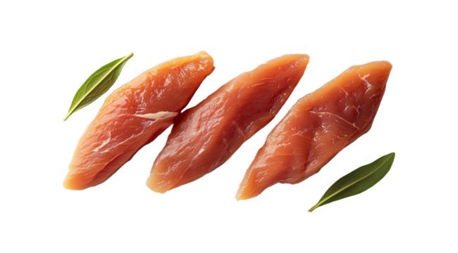 PNG, Steak. Meat Long, pieces of raw meat, isolated on a white background, created with Generative AI technology.