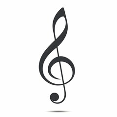 Elegant Treble Clef Music Note Symbol Isolated on White Background Illustration
