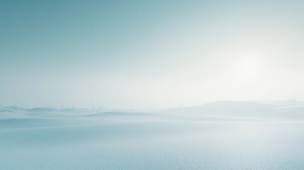 minimalist winter stage, aqua blue environment, floating light beams, atmospheric mist effects, subtle shadow casting, pristine horizon line, ethereal glow, soft diffused lighting, gentle gradients,