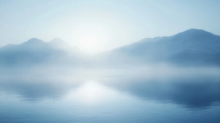 Fototapeta premium product display background, arctic blue atmosphere, dancing light streams, organic shadow forms, serene winter setting, smooth reflective surface, mystical fog effects, elegant minimal design, gentle