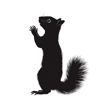 
a black squirrel with its paws up