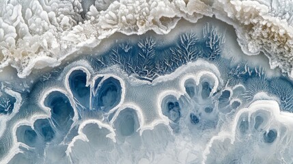 snow crust macro photography, natural winter texture, pure white surface, subtle blue highlights, organic snow patterns, detailed winter ground, crystalline formations, pristine snow detail, abstract