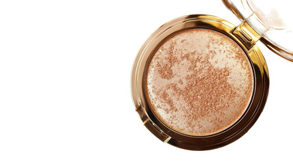 Closeup of Shimmering Compact Powder on Marble Isolated on Transparent or White Background, PNG