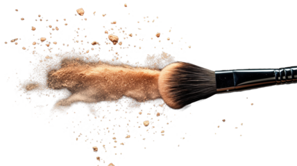 Dynamic Powder Explosion from Brushes on Black Isolated on Transparent or White Background, PNG