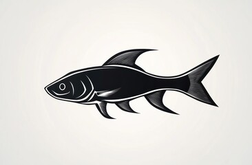 Stylized Black Fish Graphic Design Illustration
