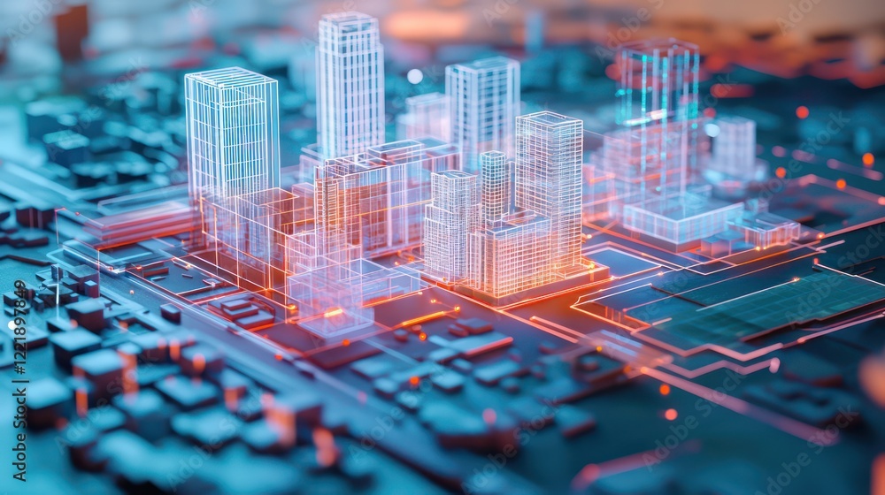 Poster advanced urban model utilizing ai for seamless integration of futuristic design, development, and ar