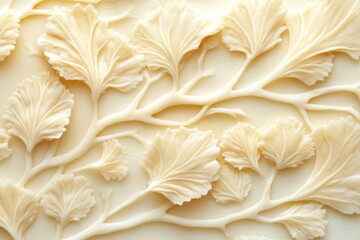 close up of ivory floral design