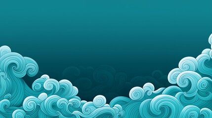 Serene Abstract Waves with Turquoise Background
