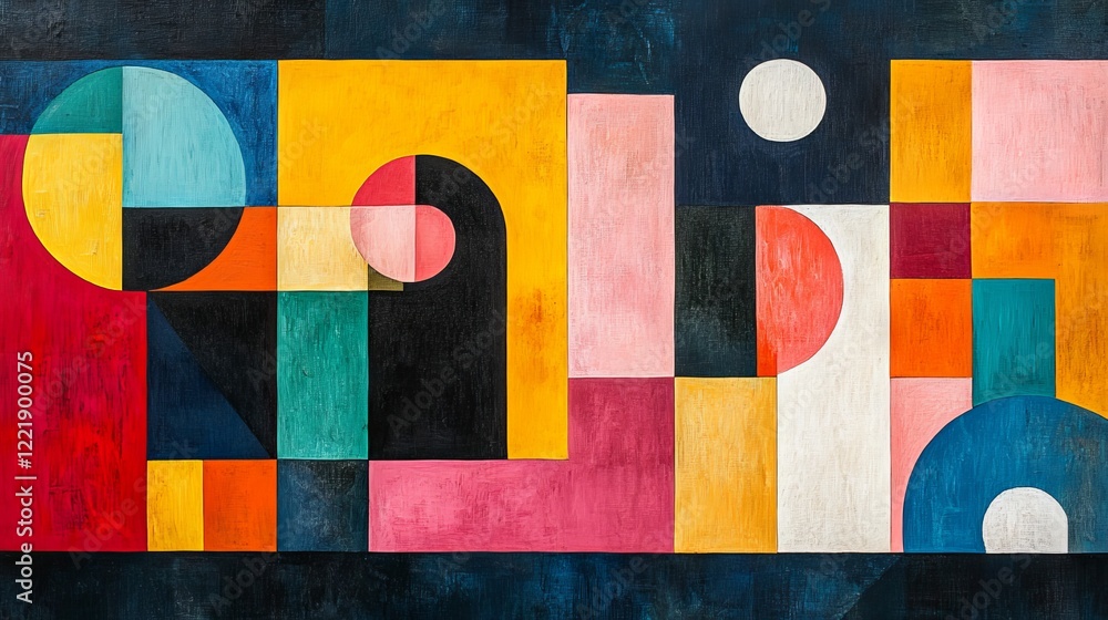 Poster geometric harmony a colorful abstract composition with shapes and textures creating a modern artisti