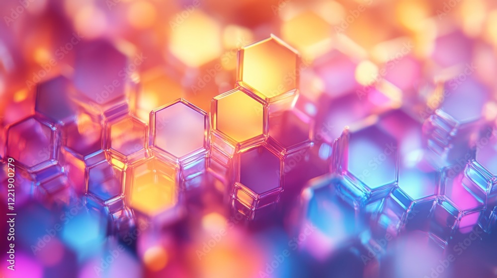 Poster abstract hexagonal structures in vibrant hues