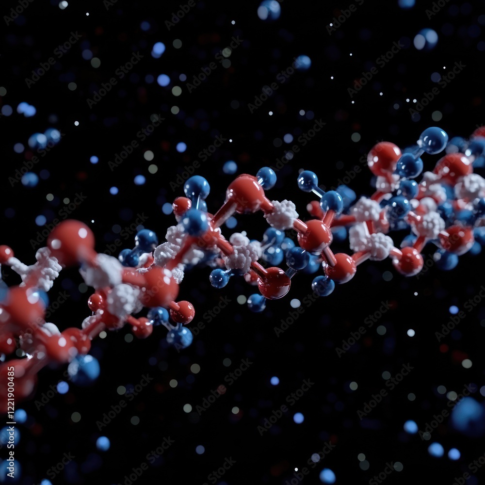 Poster microscopic molecular structure: a 3d rendering of dna helix
