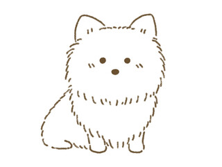 お座りをするコーギーのイラスト　線画　手描き