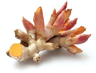 Turmeric and ginger root or rhizome of the plant, isolated on a white background, cutout, PNG file with generative ai