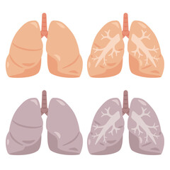 健康でキレイな肺と不健康な肺のイラスト
