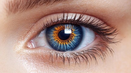 Close up image of beautiful blue female eye. Macro shot.