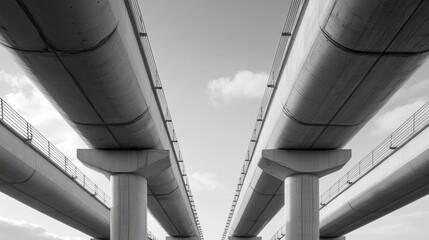 Naklejka premium Advancements in Urban Infrastructure Development - Futuristic Black and White Technology View