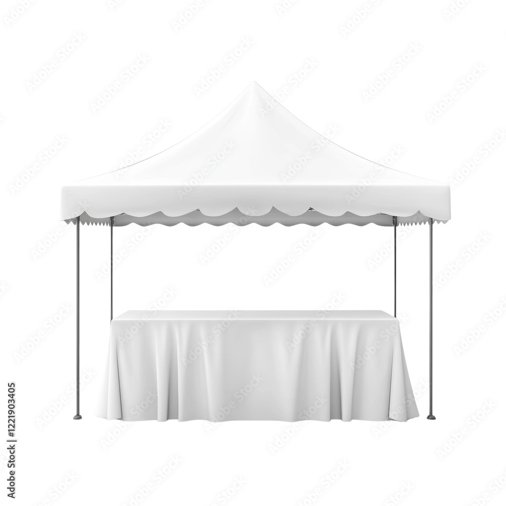 Poster a pristine white canopy tent shelters a table draped in a matching white tablecloth, ideal for event