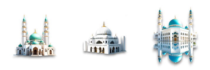 Obraz premium Isolated mosque structure on transparent background showcasing detailed architecture