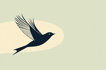 Stylized Bird in Flight Against a Pale Background