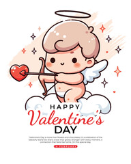 Happy Valentines Day on 14th February with a romantic love social media post template banner
