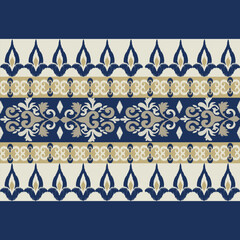 Classic Damask Semless Pattern - Vector Illustration for Elegant Textile Design on bule tone.