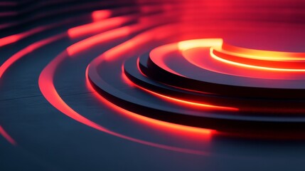 Fototapeta premium Abstract Red Neon Circular Light Design