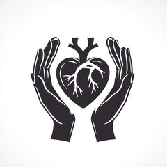 Obraz premium Hands Protecting a Detailed Anatomical Heart