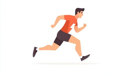 A dynamic illustration of a man running in a red shirt and black shorts, representing fitness and active lifestyle.