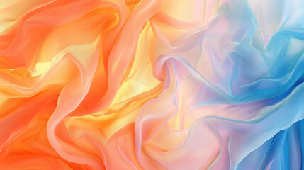 Obraz premium Abstract image of flowing fabric with bright colors.Transparent iridescent textile on illuminated background