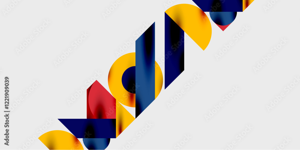 Aufkleber Modern abstract background featuring circles, lines, and triangles in a dynamic geometric composition. Perfect for stylish, tech, or creative-themed designs