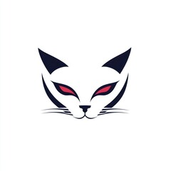 Obraz premium Abstract Stylized Cat Face With Red Eyes