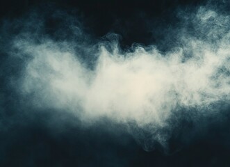 White cloud on a black background. Abstract texture of fog or smoke, a cloud in the sky isolated on a dark with generative ai