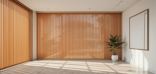 Sunlit Room With Vertical Blinds And Minimalist Decor