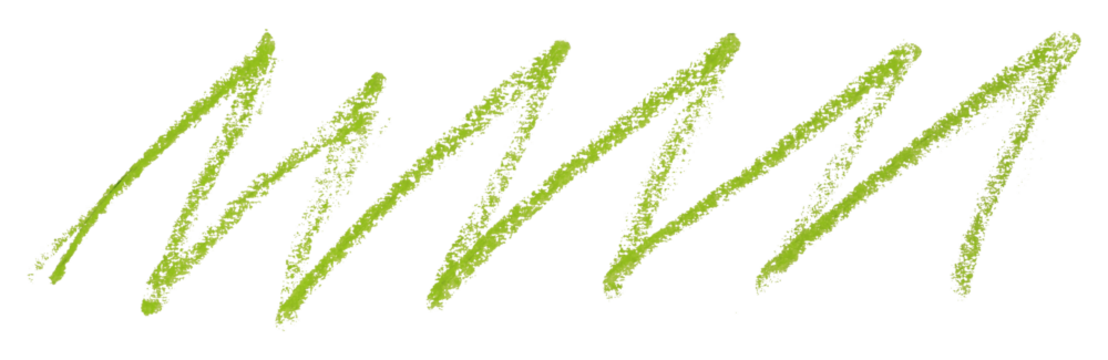 green pencil strokes isolated on transparent background