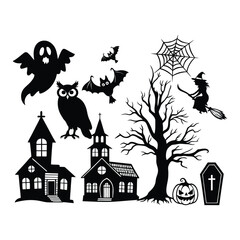 set of Halloween elements
