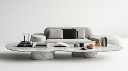 Modern Coffee Table with Decorative Items and Books